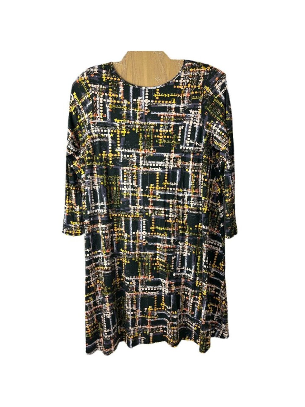 ASOS Curve Womens Size 24 Long Sleeve Plaid Tunic Dress Black Multicolor